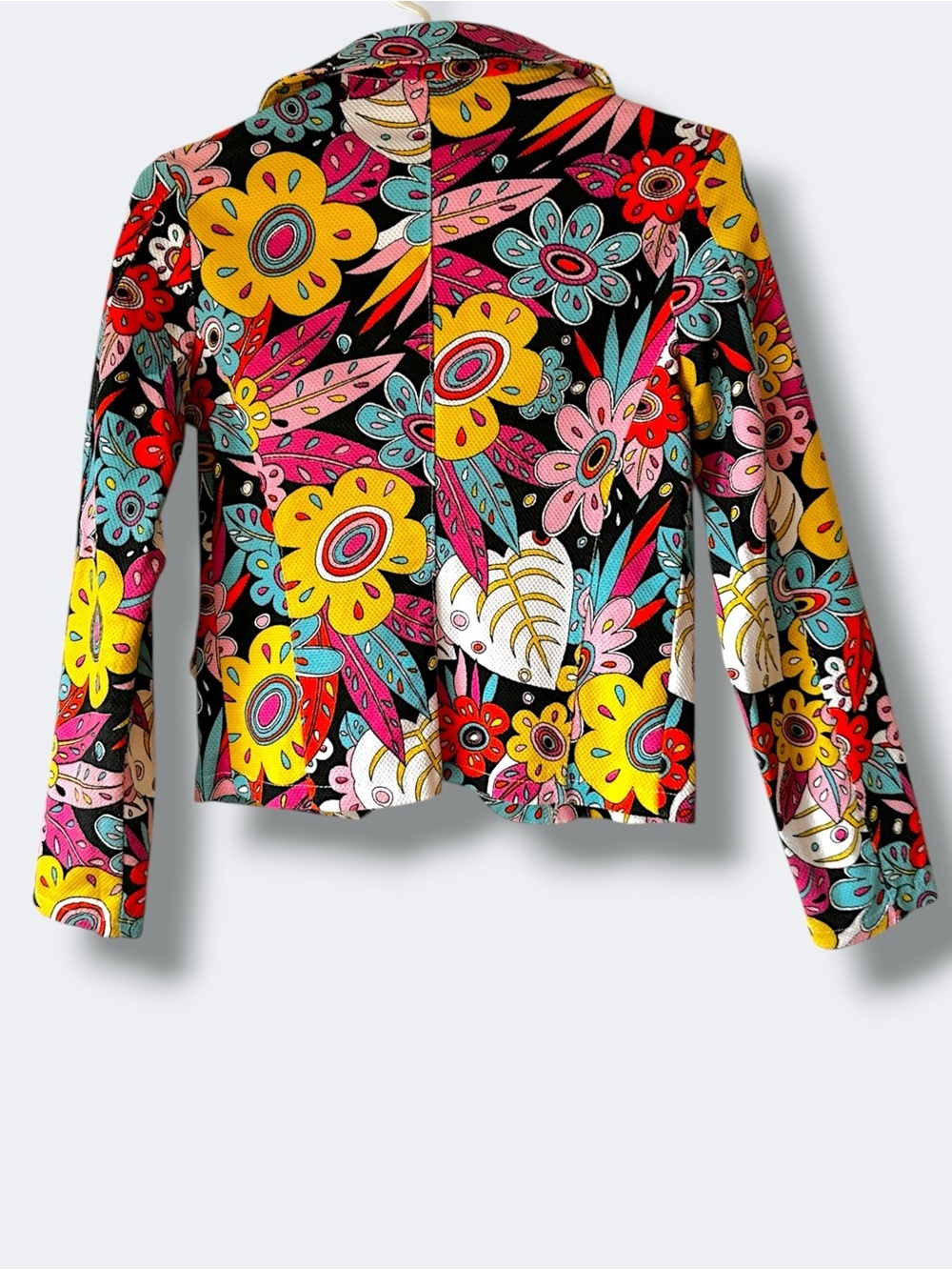 Anna Gervasi Italy Bright Floral Honeycomb Knit Statement Blazer - IT 40 (Small) - Picture 7 of 14